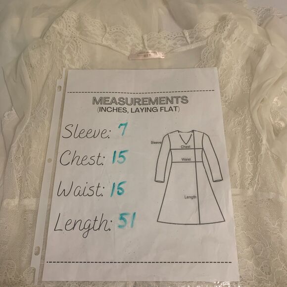 Romantic Design Studio Ivory Lace Sheer Robe Peignoir Small Medium Cottagecore - Picture 7 of 7